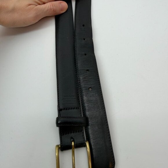 Rare Vintage Coach Made in Italy Black Leather Belt Solid Brass Sz 36 main image 4
